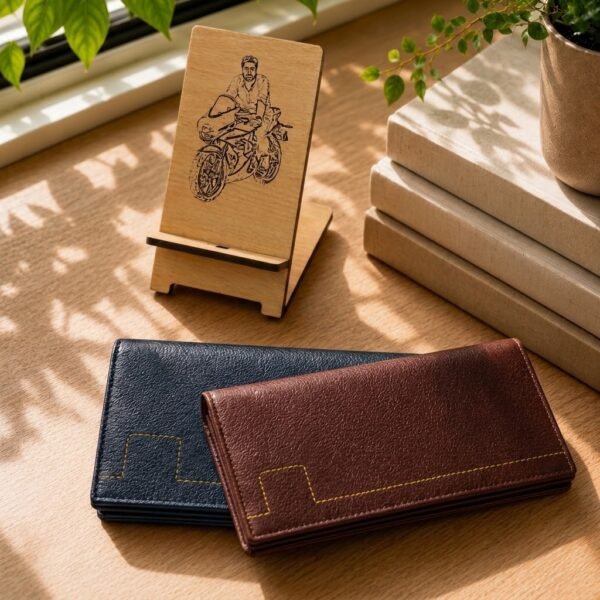 Contrast Stitch Long Wallet - Multi Slot