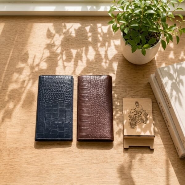 Crocodile Textured Long Wallet - Multi Slot
