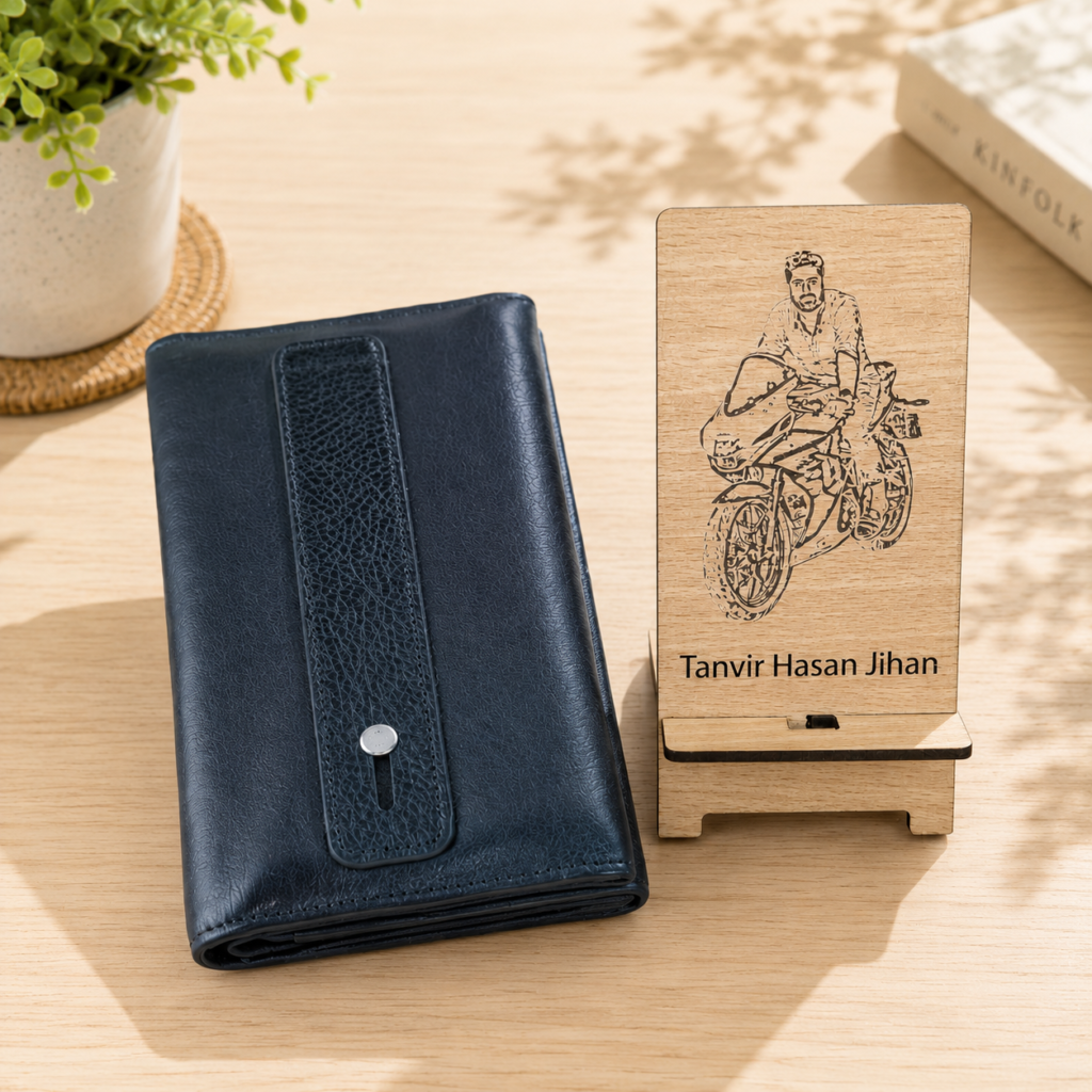 Premium Leather Black Long Wallet